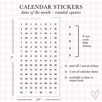 Rounded Square Dates Stickers