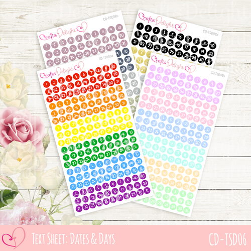 Colored Circle Dates Planner Stickers