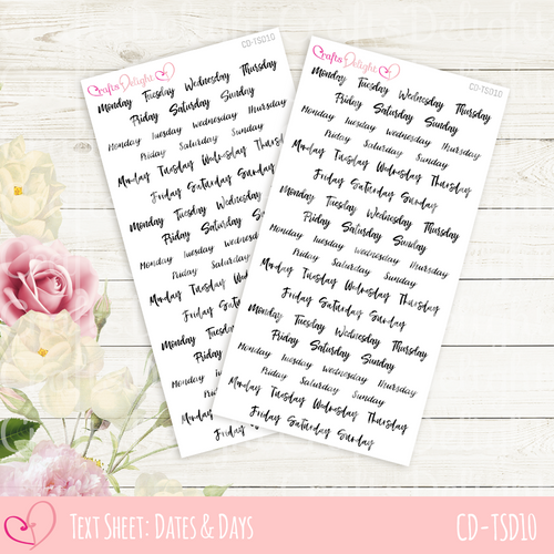 Plain Script Days of the Week Planner Stickers