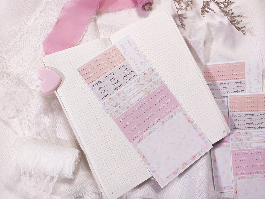 Peach Blooms Gloomy Petals | Hobonichi Year in a Glance Cover Planner Stickers